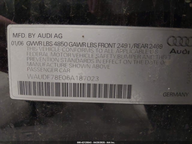 2006 AUDI A4 WAUDF78E06A187023 Photo 8