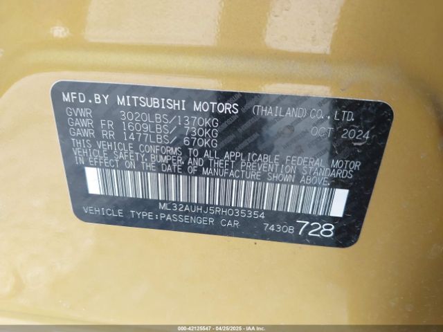 ML32AUHJ5RH035354 Mitsubishi Mirage Es/le