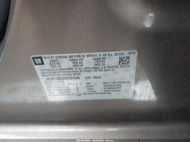 3GTP1VEC3FG167940 GMC Sierra 1500 Slt