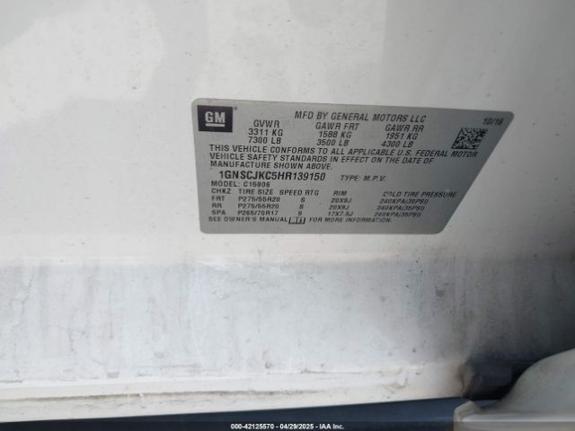 1GNSCJKC5HR139150 Chevrolet Suburban Premier