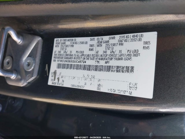 1FMCU9G93GUC45724 Ford ESCAPE SE