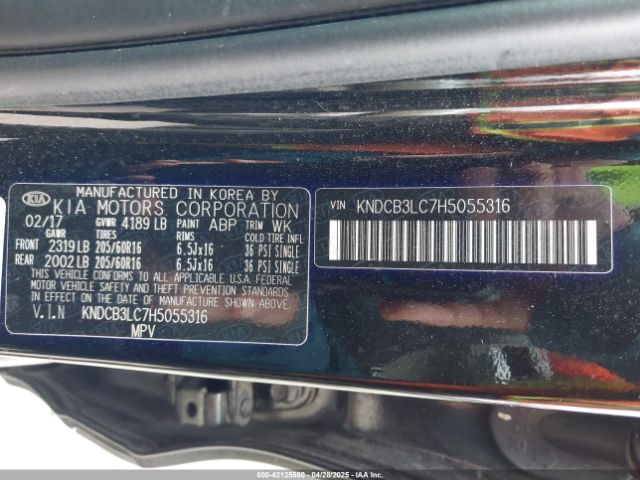 KNDCB3LC7H5055316 KIA NIRO LX