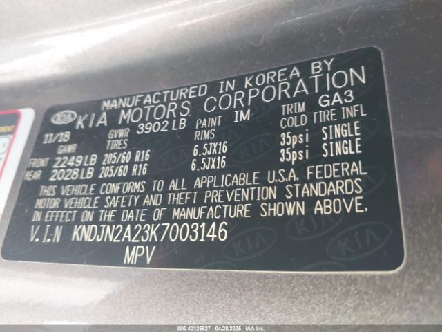 2019 KIA SOUL KNDJN2A23K7003146 Photo 8