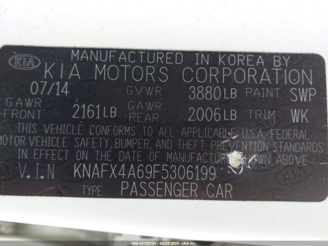 KNAFX4A69F5306199 KIA FORTE LX