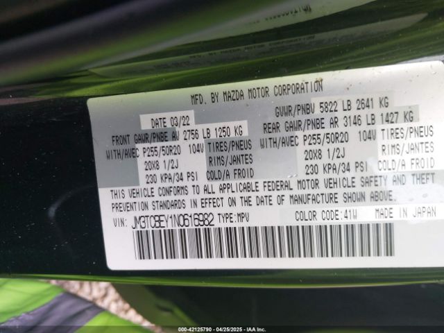 2022 MAZDA CX-9 JM3TCBEY1N0616982 Photo 8