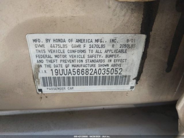 2002 ACURA TL 19UUA56682A035052 Photo 8