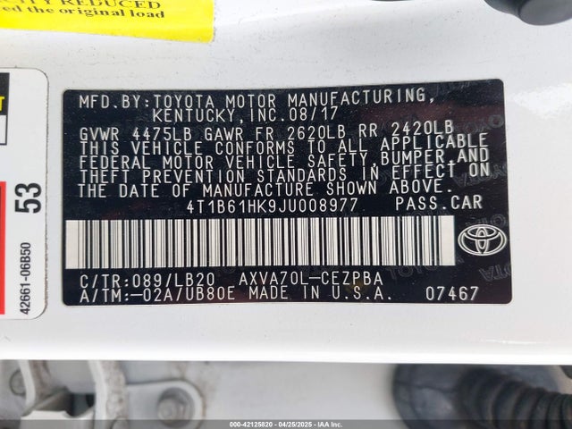 4T1B61HK9JU008977 Toyota a25a-fks