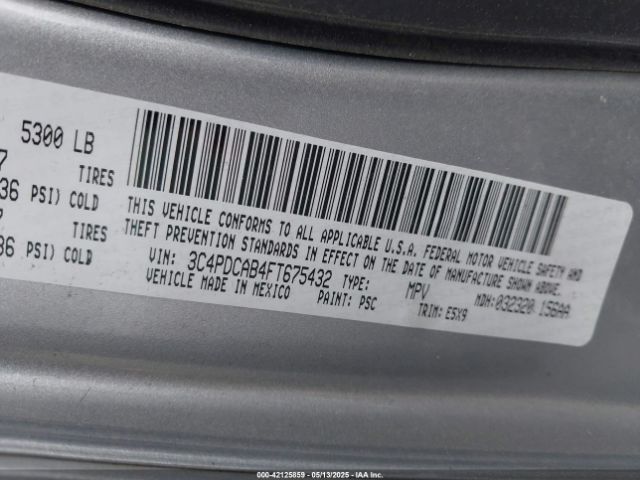 3C4PDCAB4FT675432 Dodge Journey American Value Pkg