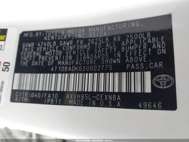 4T1DBADK6SU002775 Toyota CAMRY LE