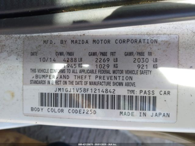 JM1GJ1V58F1214842 Mazda Mazda6 I Touring