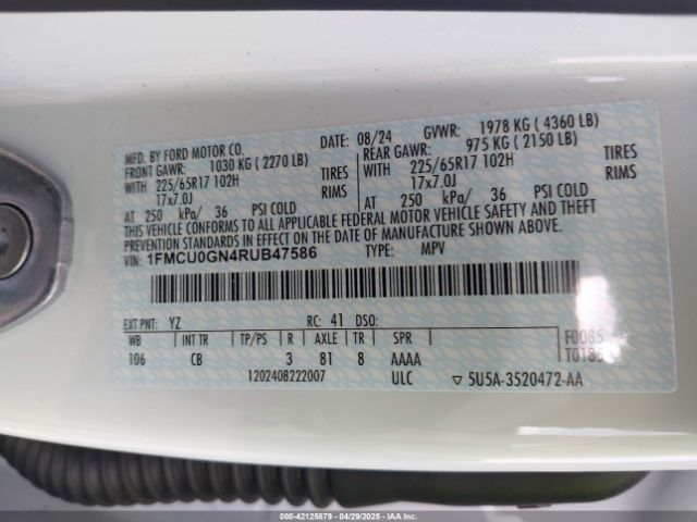 2024 FORD ESCAPE 1FMCU0GN4RUB47586 Photo 8
