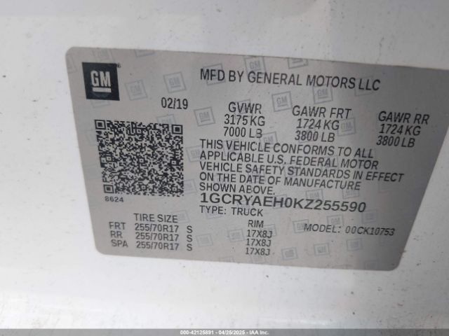 1GCRYAEH0KZ255590 Chevrolet Silverado 1500 Work Truck