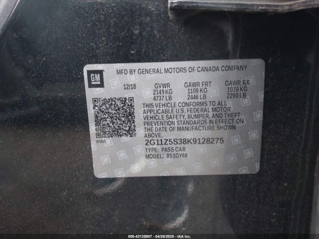 2G11Z5S38K9128275 Chevrolet IMPALA LT