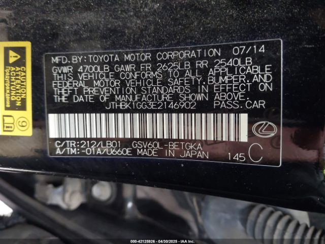 JTHBK1GG3E2146902 Lexus ES 350