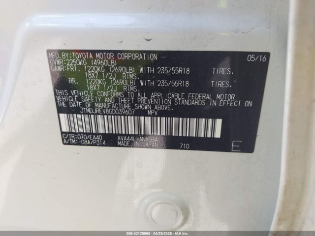 JTMDJREV8GD039607 Toyota Rav4 Hybrid Limited