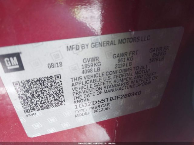 1G1ZD5ST9JF289340 Chevrolet MALIBU LT