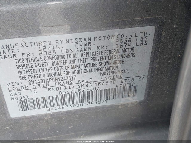 3N1AB7AP0HY243377 Nissan SENTRA SR