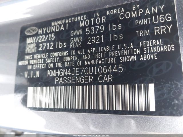 KMHGN4JE7GU106445 Hyundai Genesis 3.8
