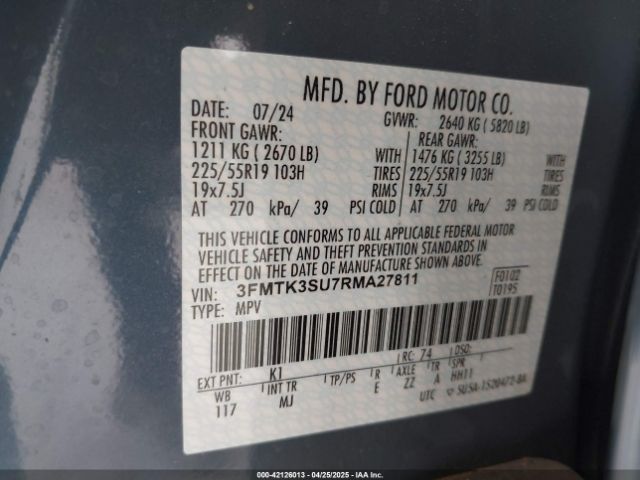 3FMTK3SU7RMA27811 Ford Mustang Mach-e Premium