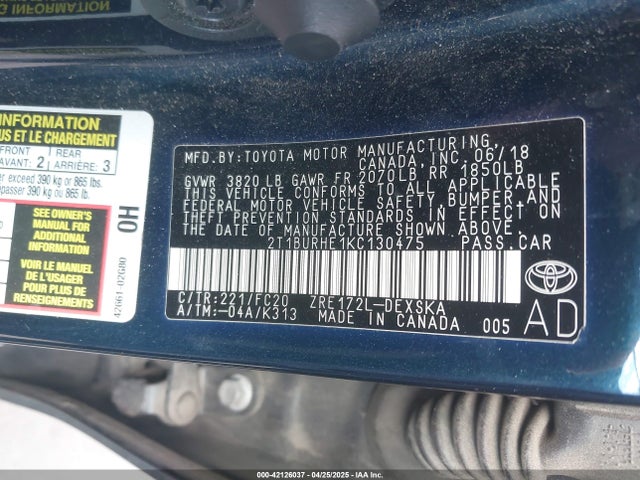 Toyota COROLLA SE 2019 2T1BURHE1KC130475 Image 9