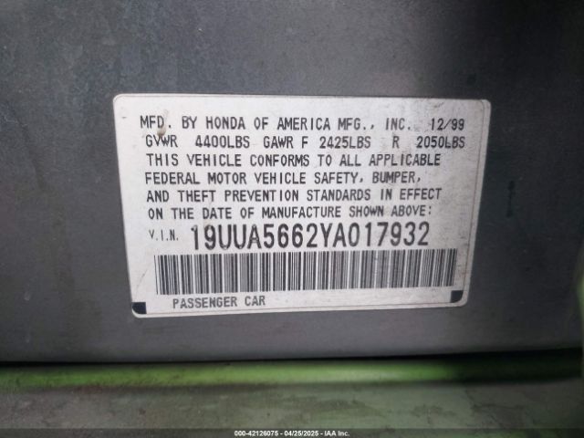 2000 ACURA TL 19UUA5662YA017932 Photo 8