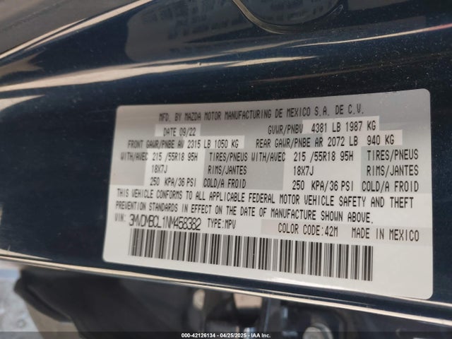 3MVDMBCL1NM458382 Mazda py