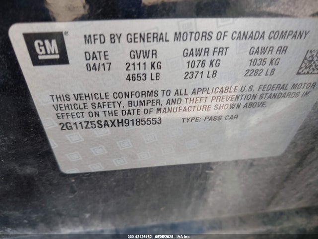 2G11Z5SAXH9185553 Chevrolet lcv -sidi: spark ignited direct injection, dcvcp, vvt: variable valve timing, e85 max, e0-e100, alum