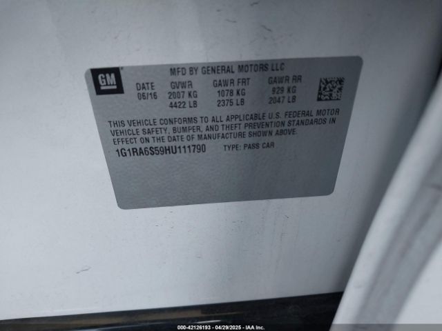 1G1RA6S59HU111790 Chevrolet VOLT LT