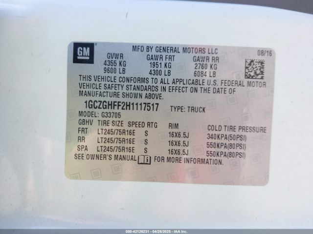 1GCZGHFF2H1117517 Chevrolet Express 3500 Work Van