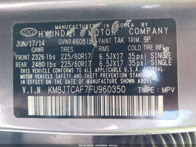 KM8JTCAF7FU960350 Hyundai TUCSON GLS