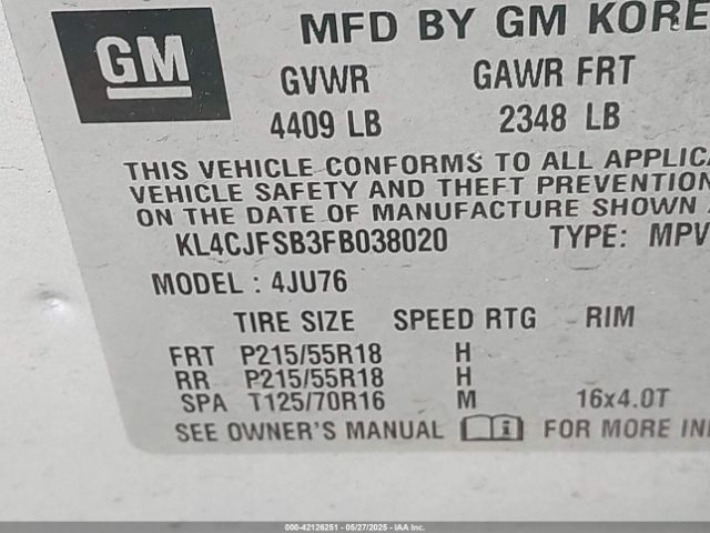 KL4CJFSB3FB038020 Buick Encore Convenience