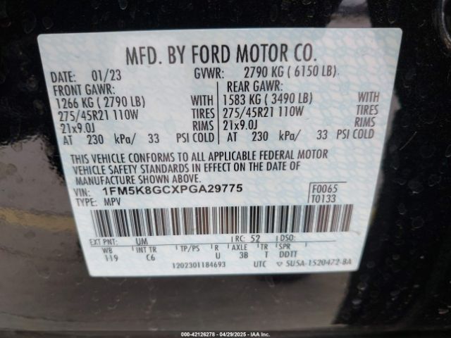 1FM5K8GCXPGA29775 Ford Explorer St