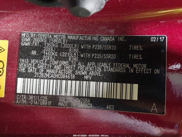 2T2BZMCA0HC084618 Lexus Rx 350 F Sport