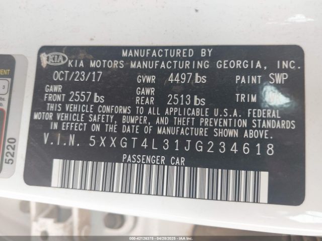 5XXGT4L31JG234618 KIA Optima S