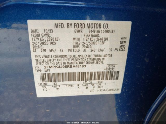 2FMPK4J95RBA48193 Ford Edge St-line