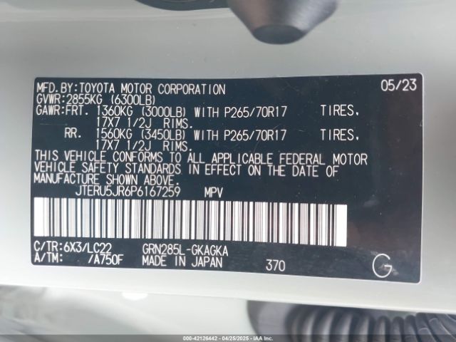 JTERU5JR6P6167259 Toyota 4runner Trd Off Road Premium