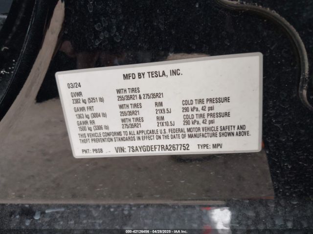 2024 TESLA MODEL Y 7SAYGDEF7RA267752 Photo 8