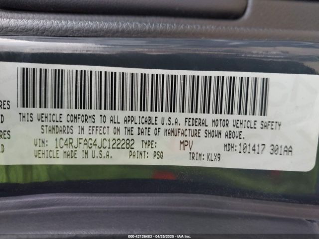 2018 JEEP GRAND CHEROKEE 1C4RJFAG4JC122282 Photo 8