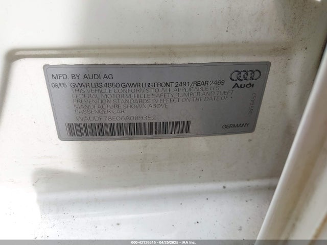 2006 AUDI A4 WAUDF78E06A089352 Photo 8