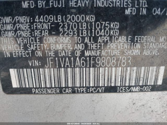 2015 SUBARU WRX JF1VA1A61F9808783 Photo 8