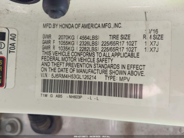 5J6RM4H53GL126214 Honda CR-V EX