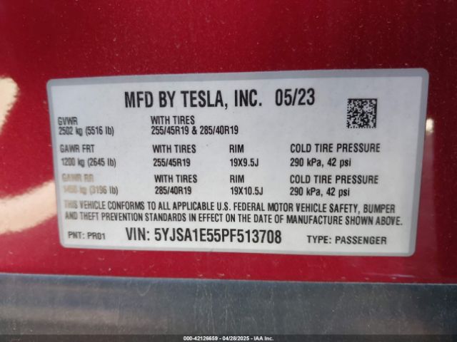 5YJSA1E55PF513708 Tesla MODEL S