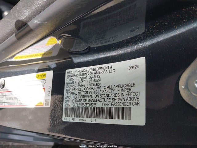 19XFL2H88SE003228 Honda k20c9