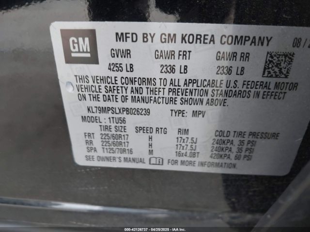 KL79MPSLXPB026239 Chevrolet Trailblazer Fwd Lt