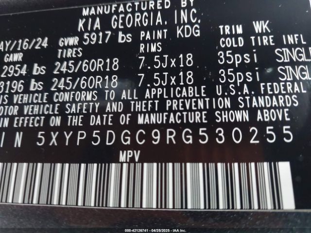 5XYP5DGC9RG530255 KIA Telluride Sx Prestige X-pro