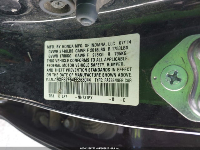 Honda Civic Lx 2014 19XFB2F54EE263044 Image 9