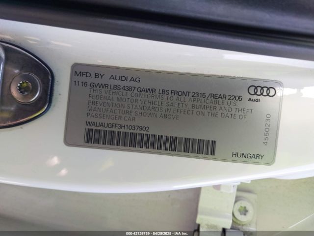 WAUAUGFF3H1037902 Audi A3 2.0t Premium