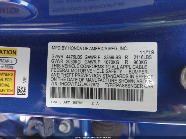 1HGCV1F32LA032972 Honda Accord Sport