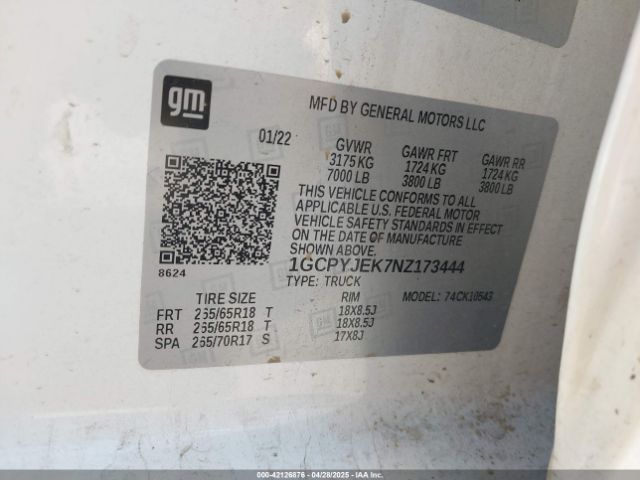 2022 CHEVROLET SILVERADO 1500 LTD 1GCPYJEK7NZ173444 Photo 8