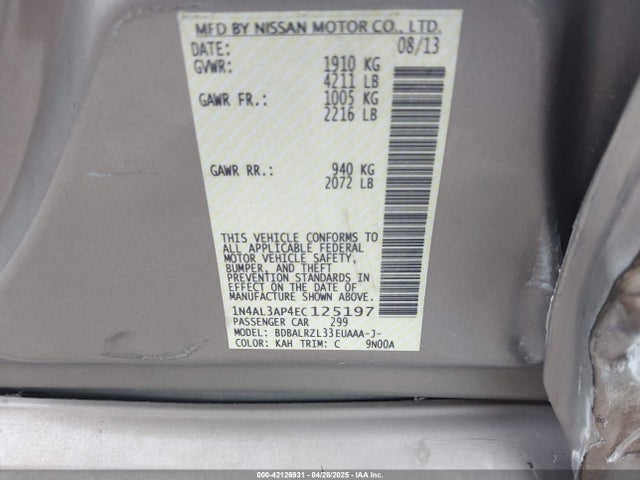 1N4AL3AP4EC125197 Nissan Altima 2.5 S
